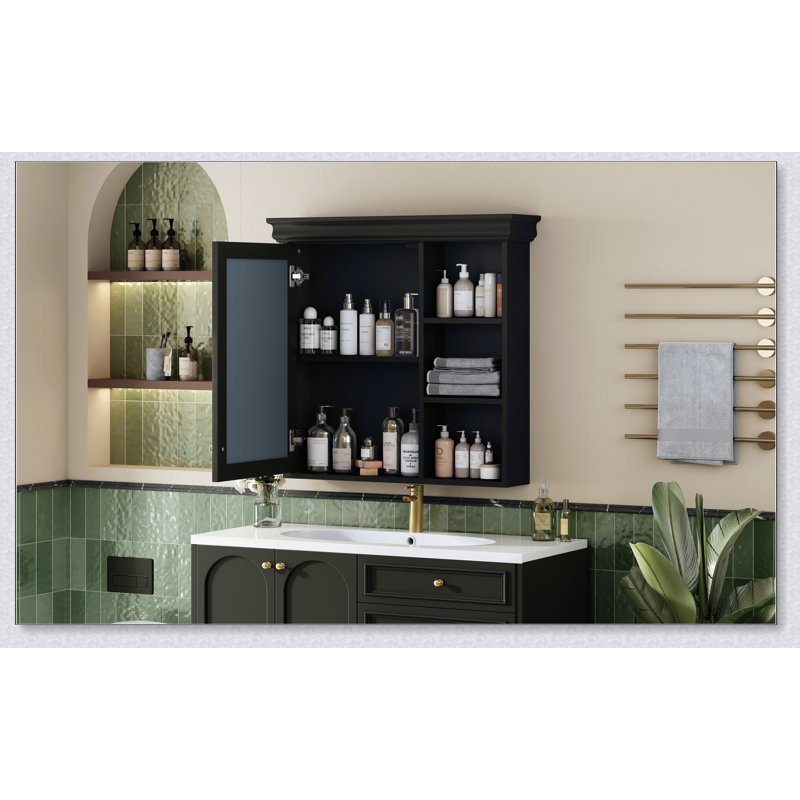 Armoire à pharmacie murale de 30 po x 28 po avec miroir et rangement, idéale pour une utilisation efficace de l'espace et une conception moderne.