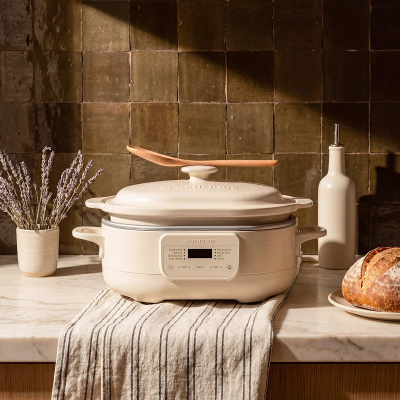 Magnifique cocotte mijoteuse programmable 8-en-1 avec pot d'argile 4QT Magnifique, Oatmeal, 4