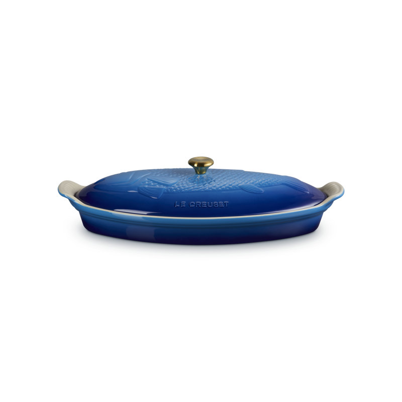 Le Creuset Stoneware Heritage Fish Baker, 1.7 Qt. - Cerise, Blue