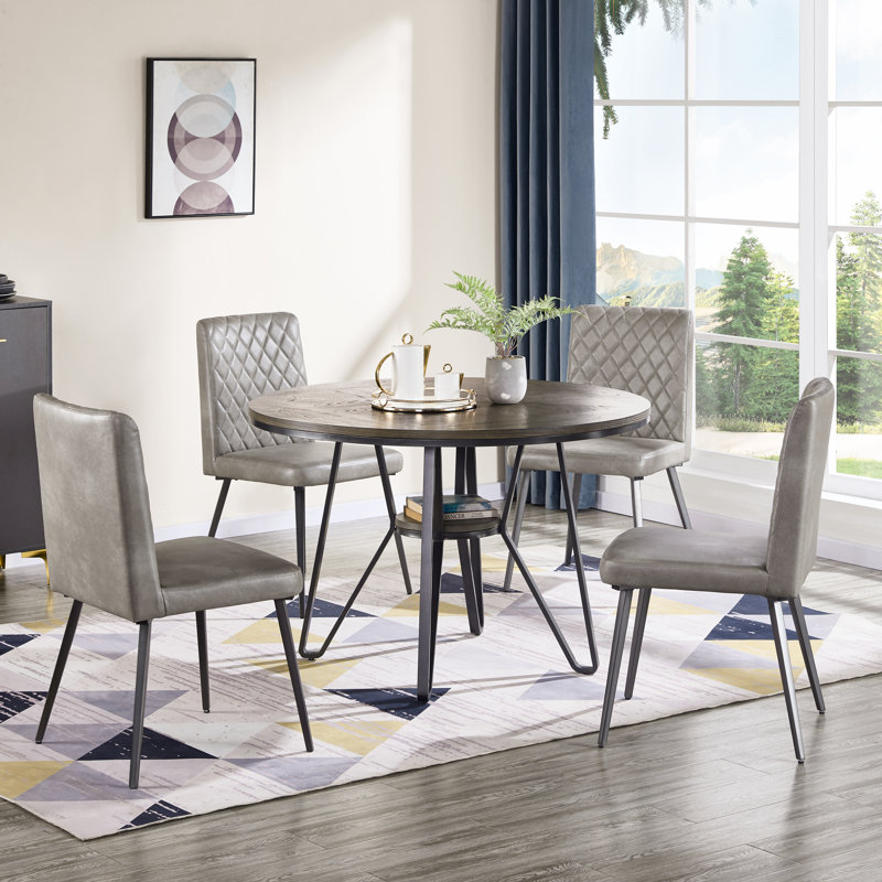 Ensemble repas pour 5 personnes Syble, Gris/noir