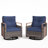 Melvarn Outdoor Patio Wicker Swivel Chair Set Of 2 With Cushions And Wood-look Finish-72581343