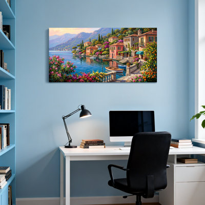 Scenic &Cityscapes Colorful Mediterranean Village With Boats And Flowers