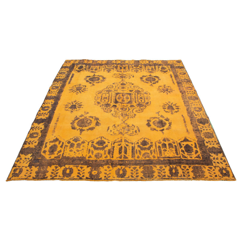 Tapis décoratif en laine de conception unique en laine rouge pâle noué à la main des années 1980 de conception unique 9 pi 2 po x 11 pi 11 po Dechick