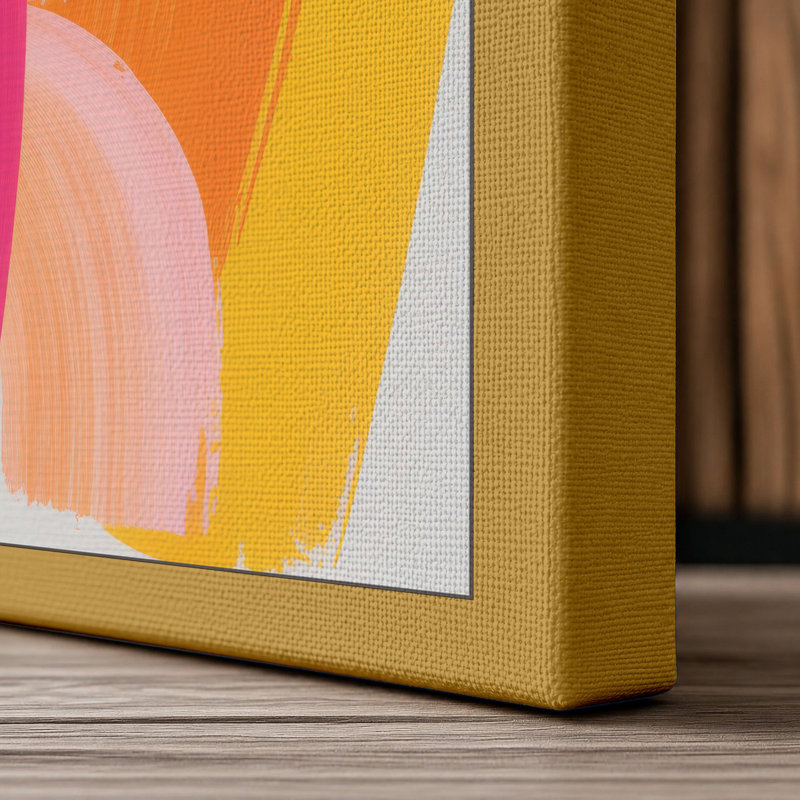 Brushstrokes in Pink Abstract - Wrapped Canvas, 36x24 - 91.4 x 61.0 cm, Ochre Border