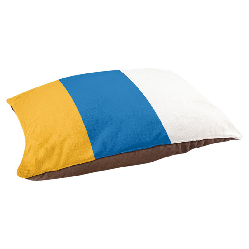 Coussin Golden State, Grand (l 40 po x P 30 po x H 14 po), Jaune doré californien / bleu royal / blanc