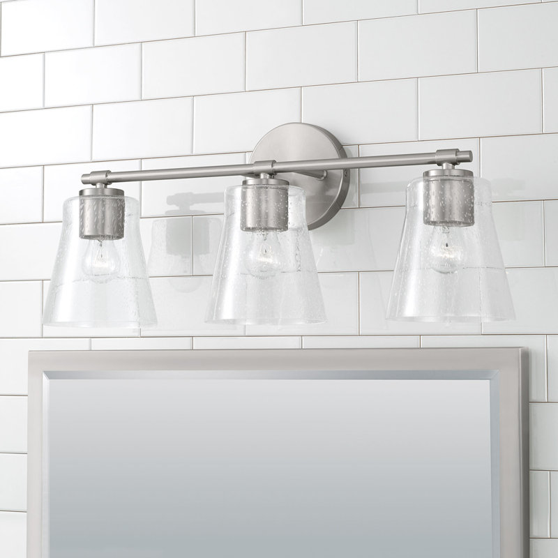 3 - Light Dimmable Vanity Light, Brushed Nickel