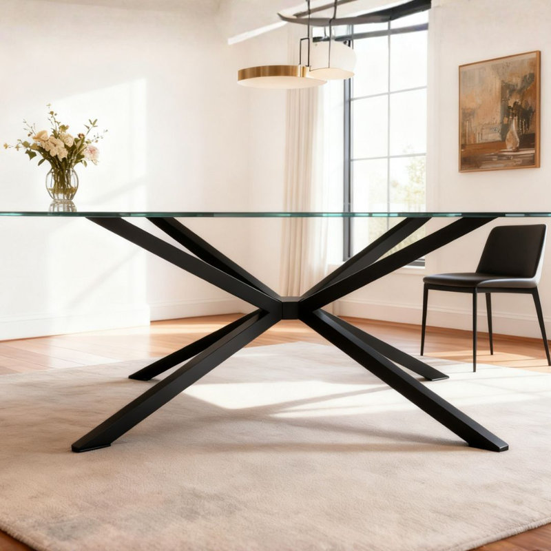 Ramlochan Table Base, 28" H x 53" W x 30" D, Black
