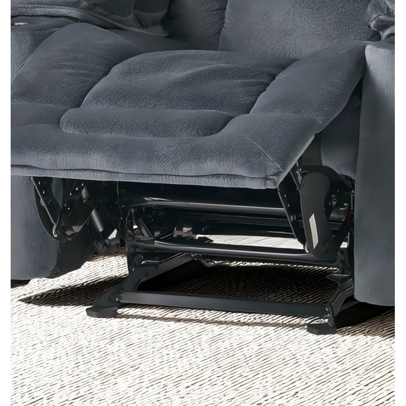 Luxueux fauteuil inclinable manuel argenté, avec tissu doux pour la peau et porte-gobelets doubles, convient aux décors de loisirs à la maison