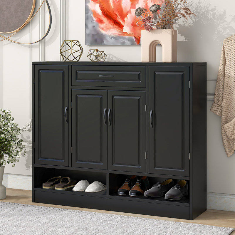 Meuble à chaussures élégant et moderne avec tablettes réglables, rangement pour chaussures minimaliste avec surface supérieure robuste, panneau latéral de conception compacte pour diverses tailles d'articles