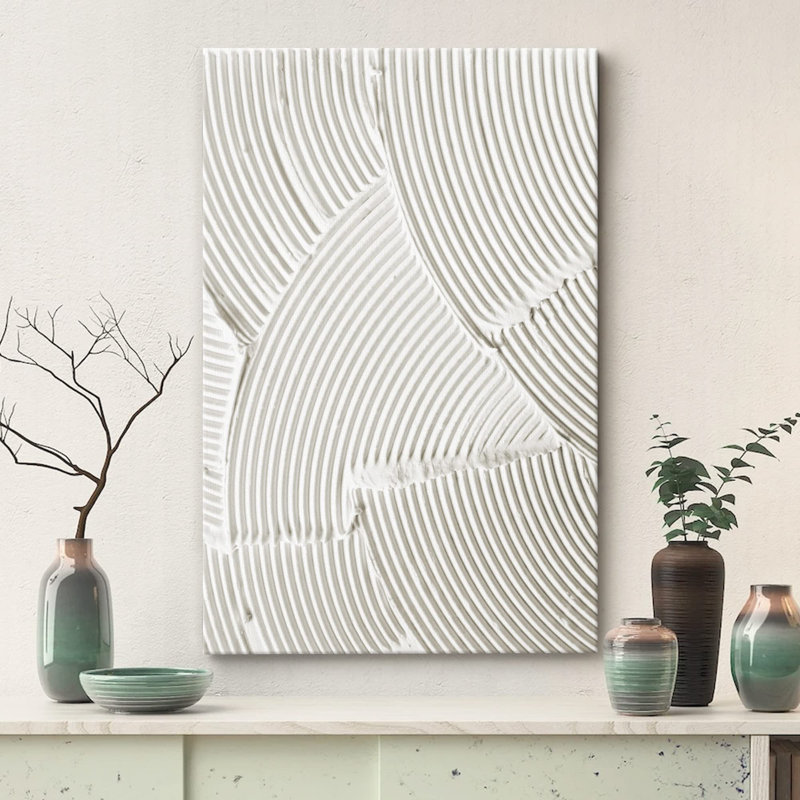 Ligne géométrique «No Texture - Wall Art, White Pastel Abstract Modern Wall Decor, Minimalist Neutral Artwork, - Impression numérique sur toile giclée»