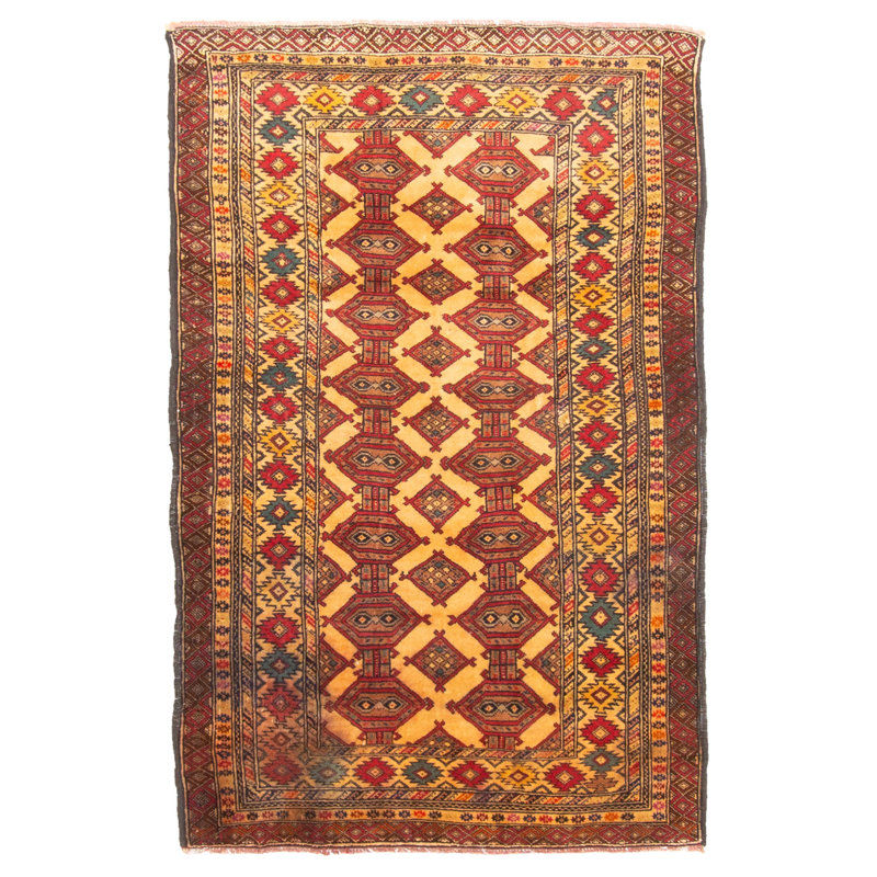 Tapis brun Teimani 3 pi 1 po x 4 pi 9 po