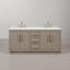 Hugo 72 In. Double Sink Carrara White Marble Countertop Vanity In Grey Oak With Gooseneck Faucets-1785963624