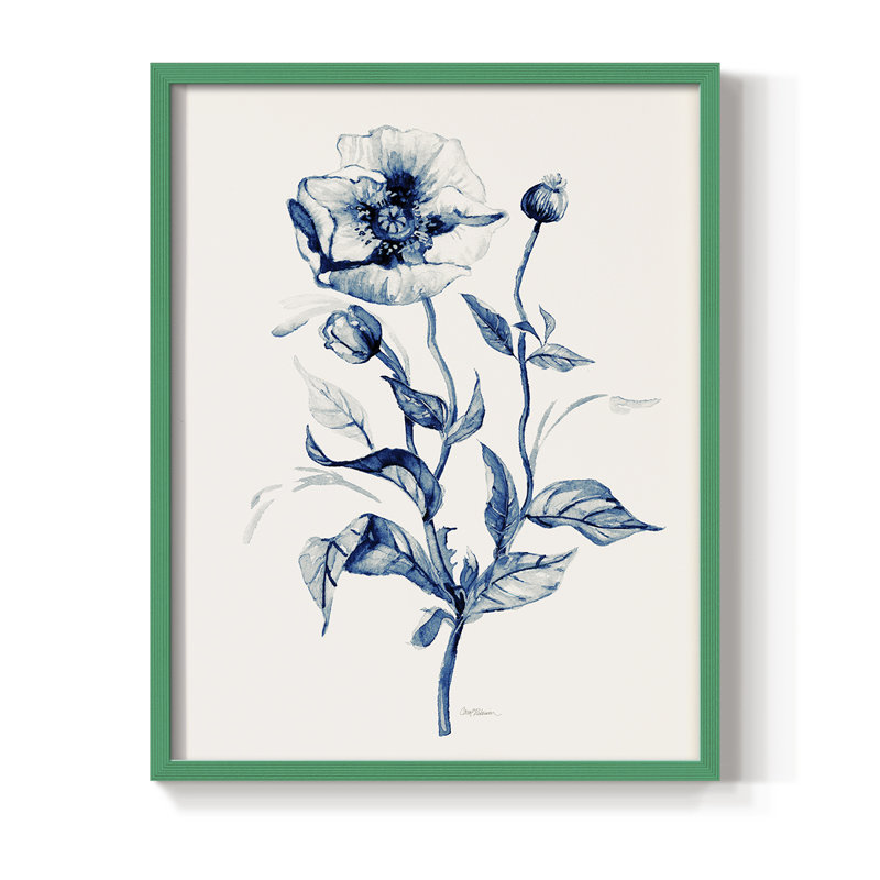 Indigo Wild Roses II, reproduction encadrée - bois massif, H 15 po x l 12 po, Vert