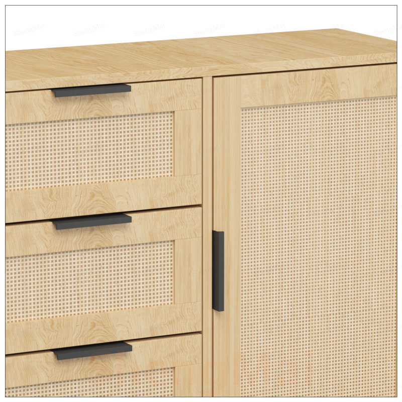 Commode moderne en bois de rotin avec tiroirs spacieux et tablette réglable pour un rangement polyvalent dans n'importe quelle pièce
