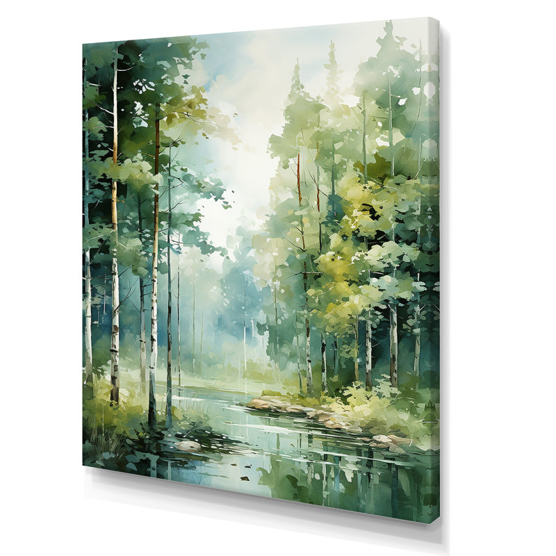 Tranquil Shadows Green Forest II - reproduction sur toile, H 32 po x l 16 po x P 1 po, Toile tendue