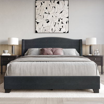 Nikrae Upholstered Wingback Storage Bed