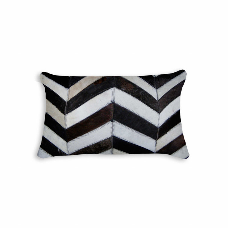 12" x 20" Chevron Cowhide Throw Pillow, Chocolate Natural Chevron