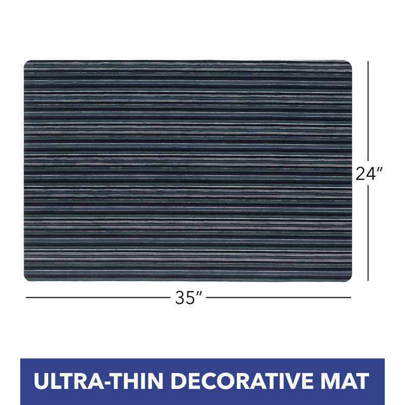 Fortier Striped Water Resistant Anti-Fatigue Non-Skid Kitchen Mat, Blue