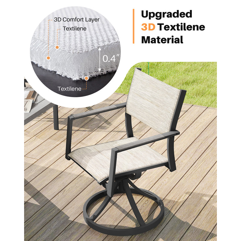 Ensemble de chaises de patio pivotantes, ensemble de 2 chaises de salle à manger d'extérieur en aluminium Never-Rust, Oui