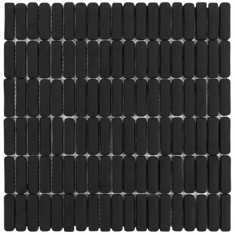 Venini 1/2" x 2" Mini Brick Frosted Glass Mosaic Tile, Black