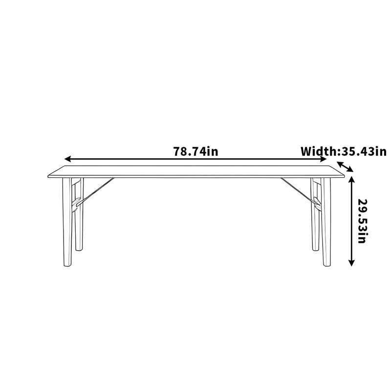 Table de salle à manger en noyer, H 29,53 po x L 78,74 po x l 35,43 po