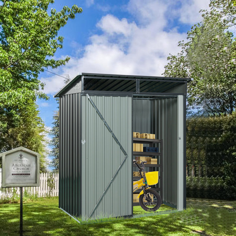 Abri de rangement extérieur en métal transparent 5 pi x 3 pi, Grey