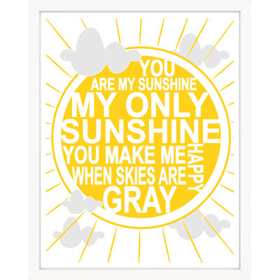 «You Are My Sunshine», impression sur papier typographique soleil jaune moderne
