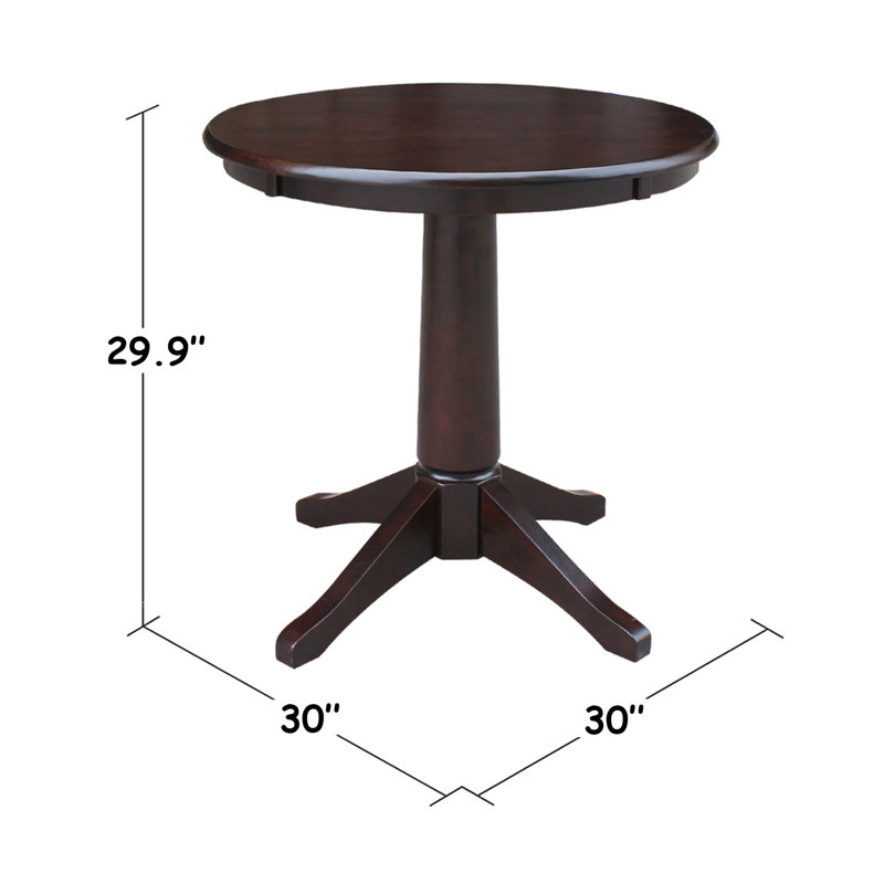 Ensemble de salle à manger à piédestal en bois massif 3 pièces Strauss, Moka riche, H 29,9 po x L 30 po x l 30 po