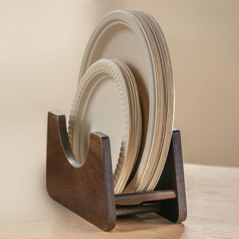 Ensemble de 2 plateaux de rangement en mousse de bois d'acacia