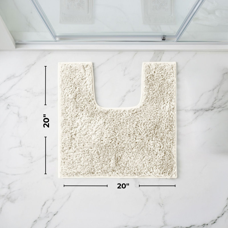 Tapis 100% polyester de la collection Better Trends Haven, tapis de toilette en forme de U, envers TPR antidérapant, 20 po x 20 po, doux, absorbant et à séchage rapide, ivoire
