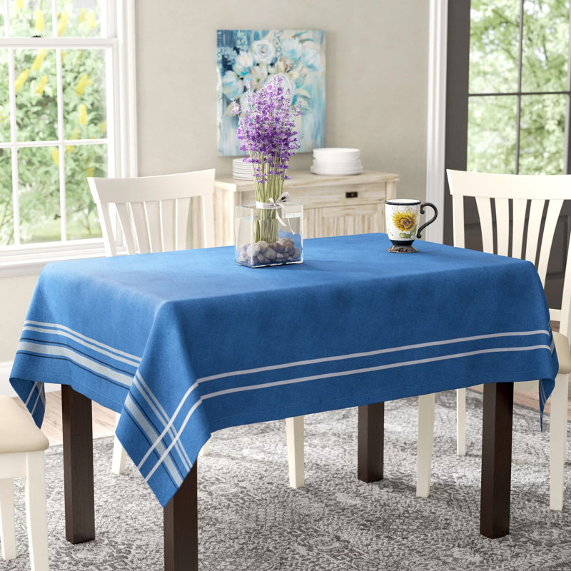 Shelton 100% Cotton Tablecloth, Blue, 84" L x 60" W