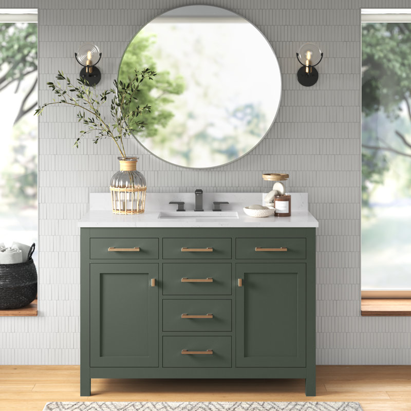 Ajhane 48" Single Vanity, Vintage Green/Brushed Gold