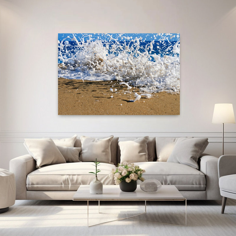 Surf on the Beach, Oahu, Hawaï, États-Unis, art de plage contemporain, H 40 po x l 60 po
