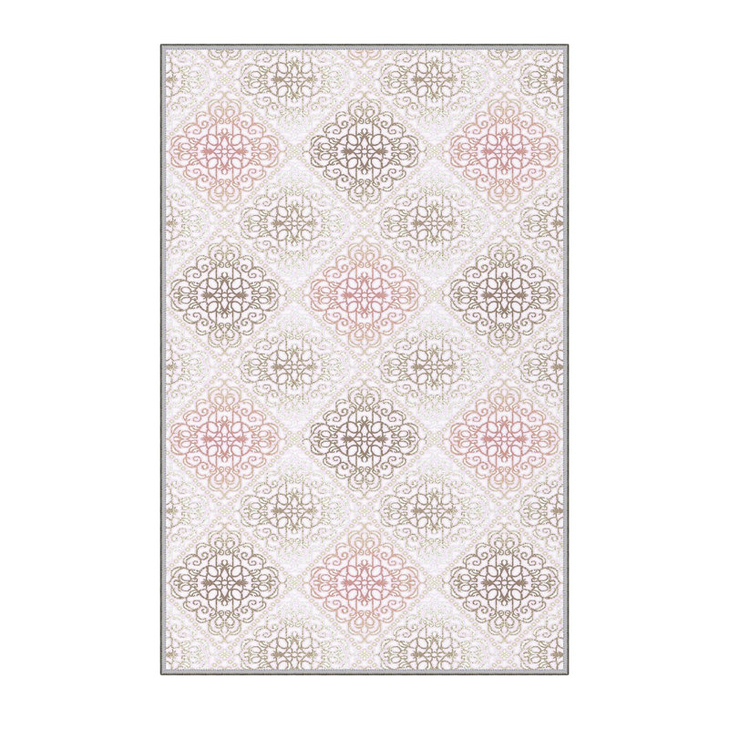 Premium Polyester Area Rug (5.2 x 7.5 ft), 100% Antibacterial, Non-Slip Underside, 0.3 in Pile Height | Machine Washable, 3D Digital Print, Durable Woven Carpet | Ideal for Living Room, Bedroom & Dining Spaces