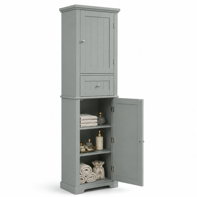 Armoire de rangement sur pied Denai, Gris