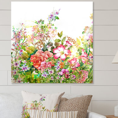 «Vintage Spring Garden Flowers III», reproduction sur toile encadrée