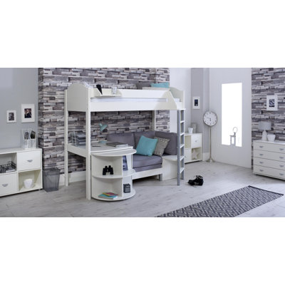 Melodie European Single (90 x 200cm) High Sleeper Loft Bed Bed with Bookcase