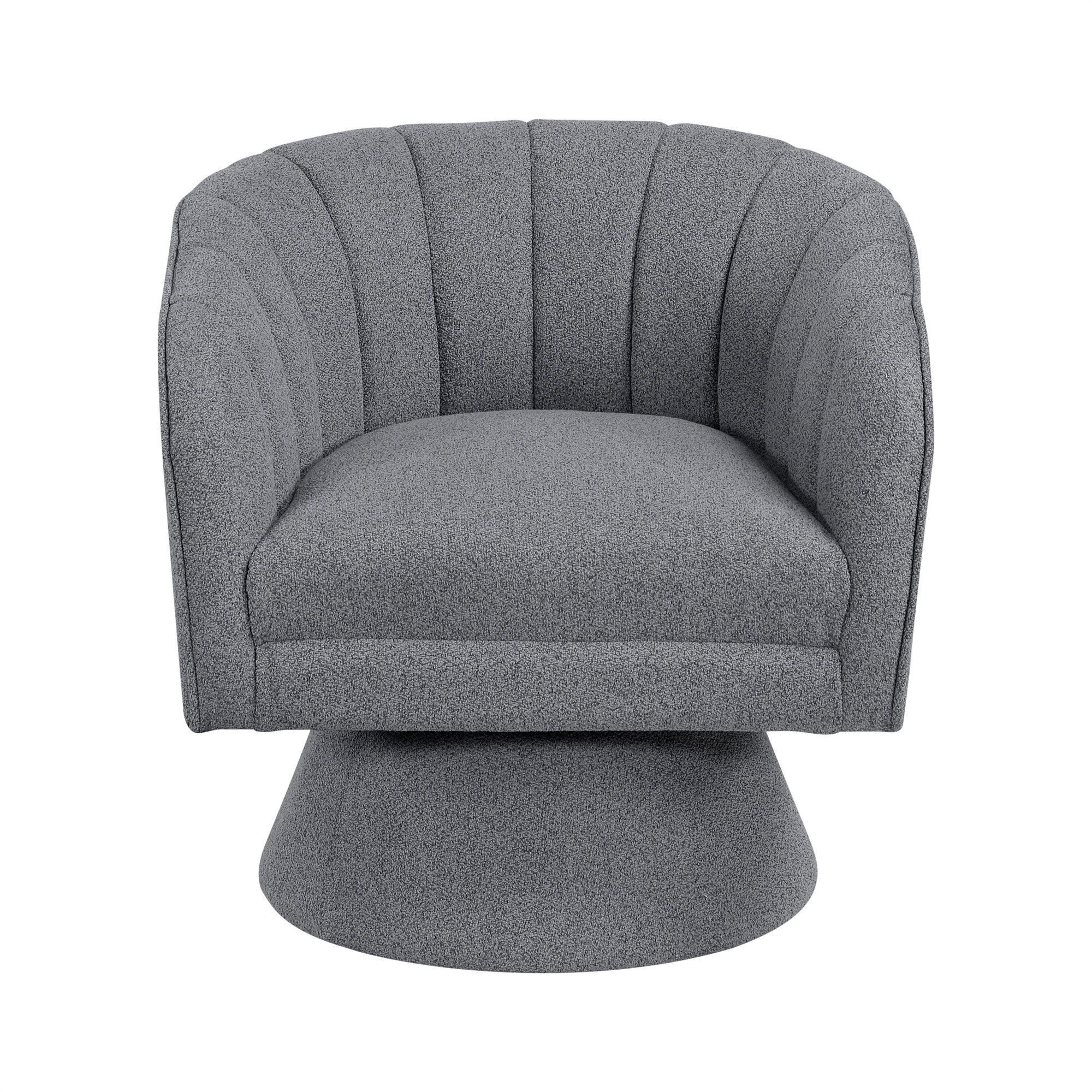 Everly Quinn 1Pc Modern Swivel Accent Chair Boucle Upholstery Solid ...