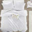 4 pièces grand édredon cœur blanc / doré métallique, rembourrage en microfibre douce, imprimé blanc / or sécuritaire sur la peau, revers en microfibre, - peau, preuve-124265422-124265424