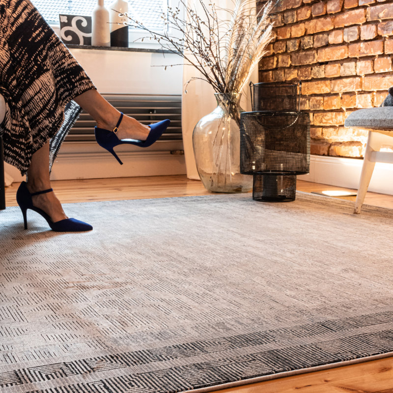 Basimah Uni Machine Woven Grey Area Rug, Rectangular 200 x 290cm