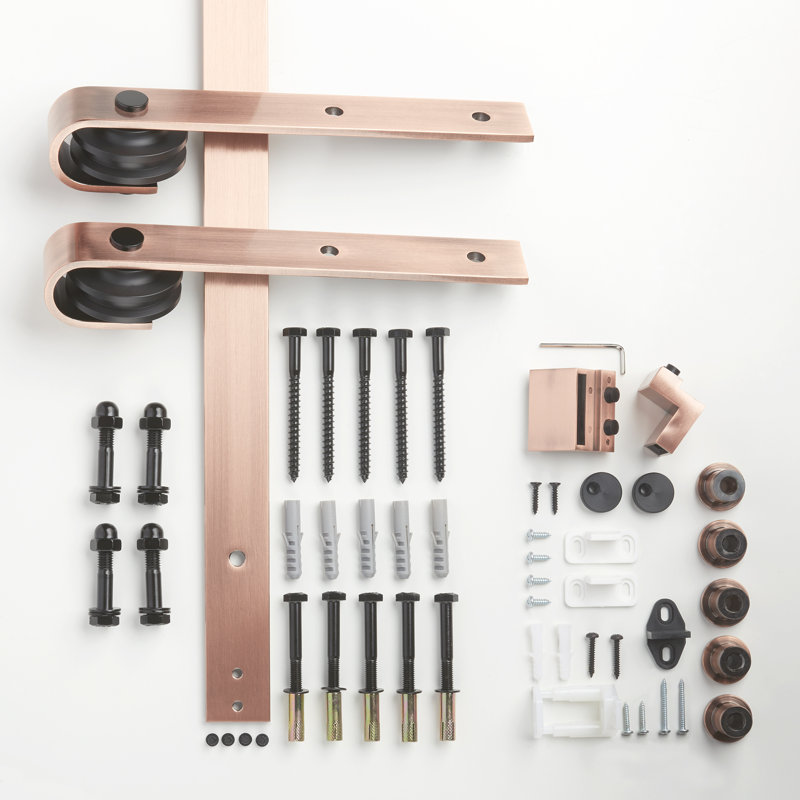 Ensemble de quincaillerie pour porte de grange simple standard à sangle pliée Spectrum, Cuivre, 96 po