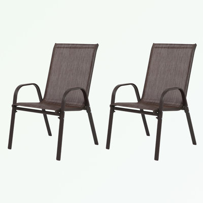 2 Piece Patio Chairs with Armrest and High Backrest