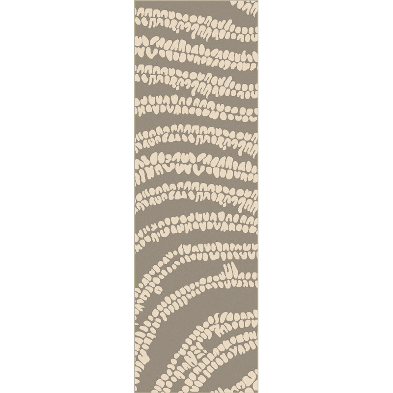 Tapis gris ardoise / ivoire touffeté à la main Villa Court, Tapis de couloir 2 pi 6 po x 8 pi