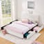 Lit rembourré en tissu avec lumière DEL et 4 tiroirs de rangement Boucle-1251111729-1251111740