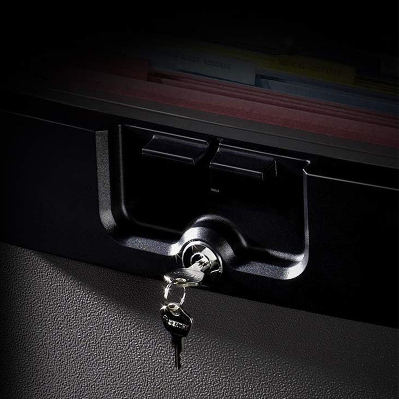Fireproof and Waterproof Safe,  Built-in Straps For Easy Storage, File Folder and Document Box with Key Lock, Black