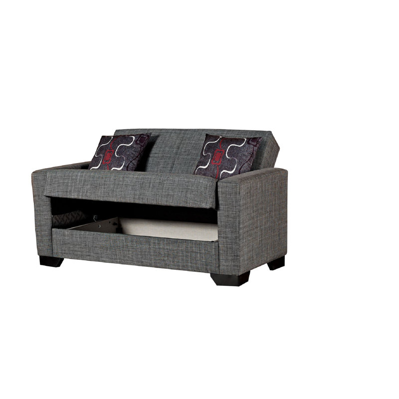 Canapé-lit à accoudoirs carrés 63 po Tansu, Polyester gris