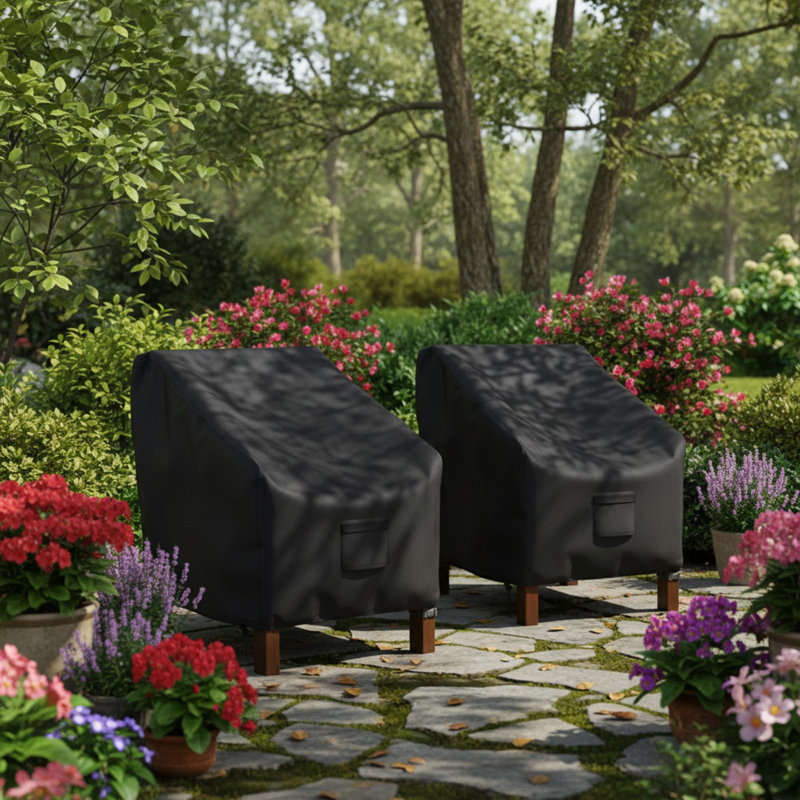 Black Patio Chair Covers Waterproof 2 Pack (35" W x 38" D x 31" H)
