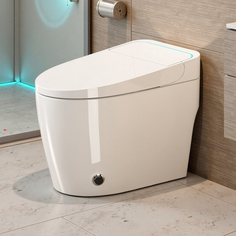 Smart One-Piece Toilet With Bidet, Auto Open/Close Seat, Warm Water & Dryer, Hands-Free Operation, White
