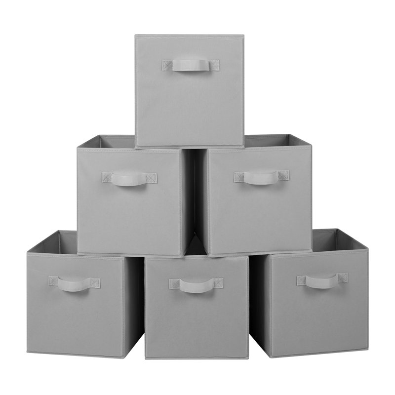 6 Pack Fabric Storage Cube, Gray, 11'' H X 11'' W X 11'' D