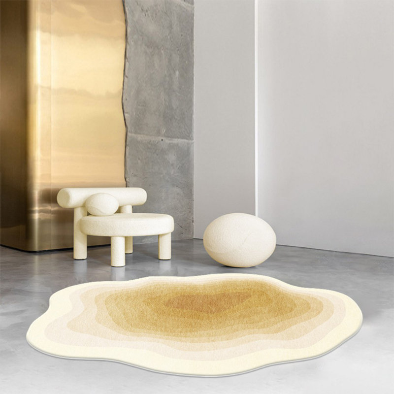 Tapis de chambre de 4,5 pi x 6,5 pi de forme irrégulière avec tapis antidérapant pour la salle à manger et la cuisine; jaune